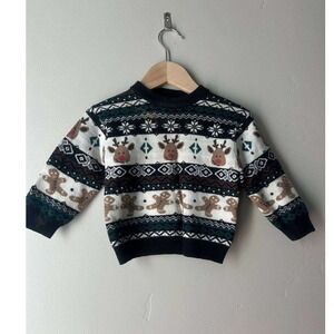 Zara Baby Christmas Fair Isle Sweater 9 12 Months Reindeer Gingerbread Navy